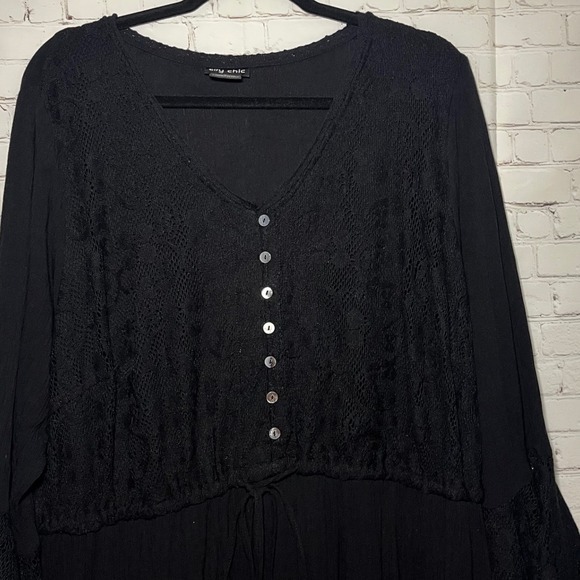 City Chic Tisha Black Lace Maxi Dress Bell Sleeve Boho Whimsigoth Plus Sz XL‎ 22 - Picture 7 of 11